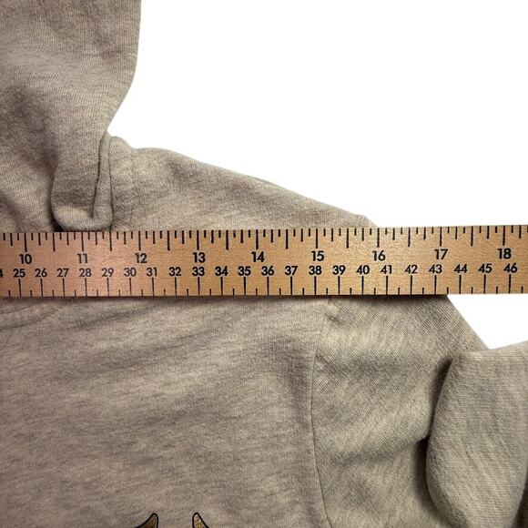 True Religion Gold Logo Full Zip Hoodie Sweatshirt Light Heather Oatmeal Size M - Picture 5 of 15